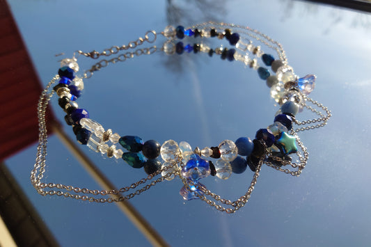 Celestial Bloom - Blue & Silver Choker. Taivaan kukka - Sininen & hopeinen kaulakoru