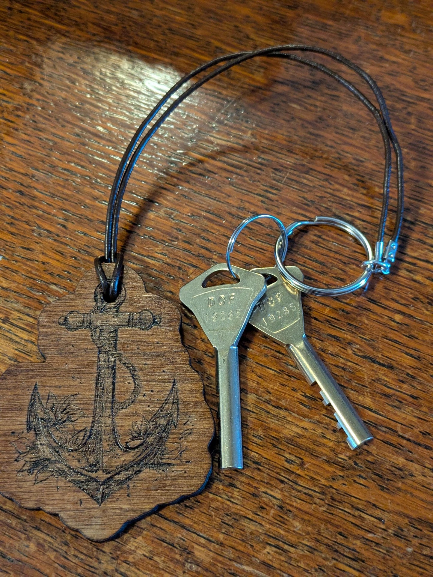 Wooden Anchor Keychain | Nautical Keyring | Laser Engraved Wood Accessory | Sailor Gift