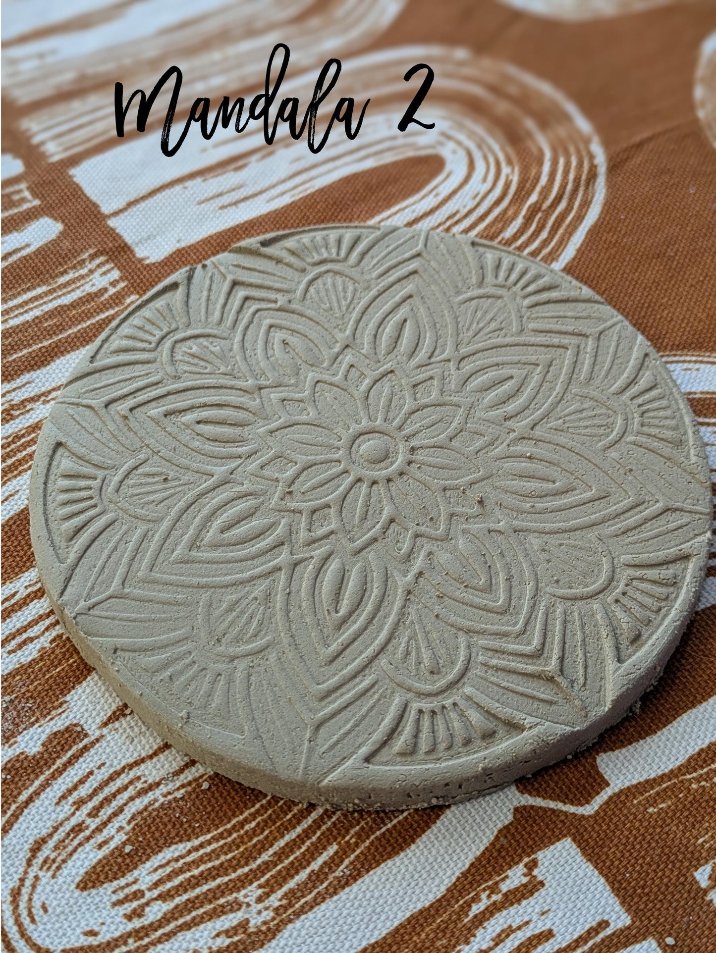 Mandala Pottery Texture Plate - savi koristelu työkalu