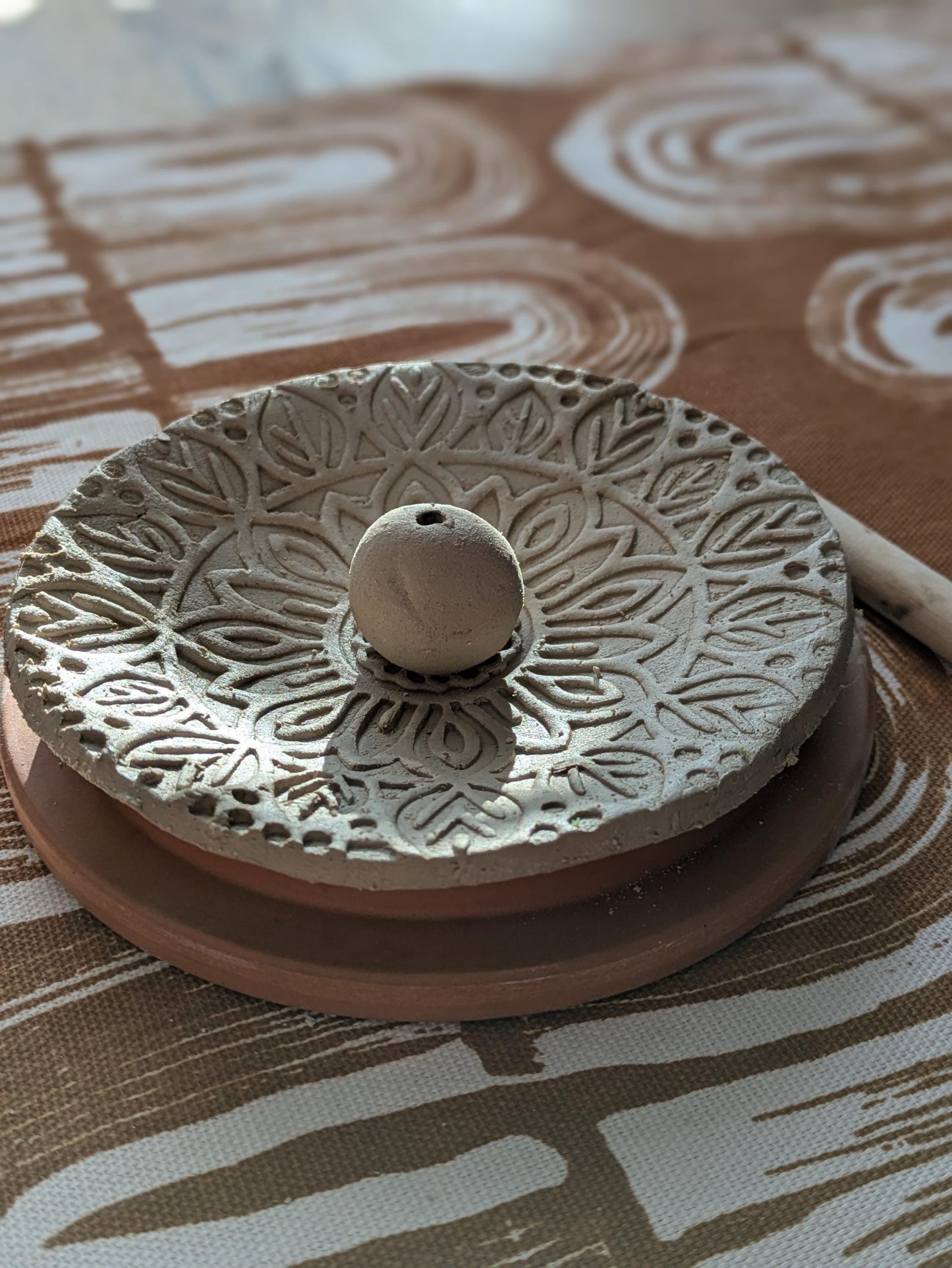 Mandala Pottery Texture Plate - savi koristelu työkalu