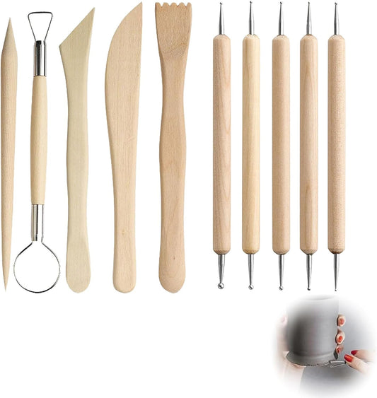 10-osainen savi- ja muovailutyökalusetti – muotoiluun, kaiverrukseen ja yksityiskohtiin