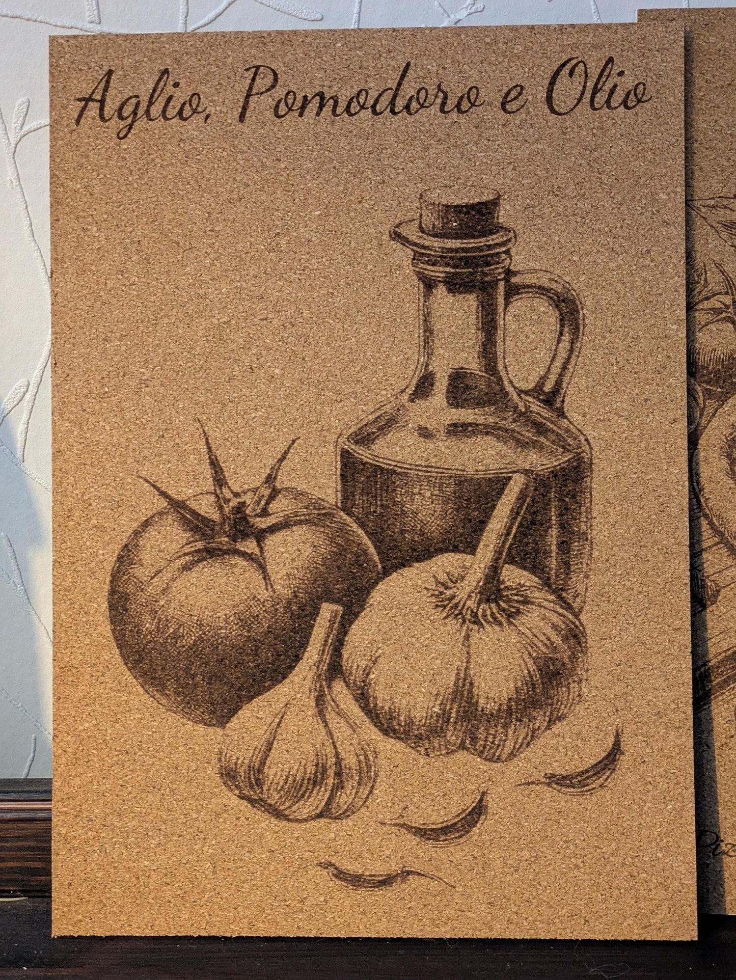 Italian Kitchen Cork Signs | Rustic Laser Engraved Cork Wall Art