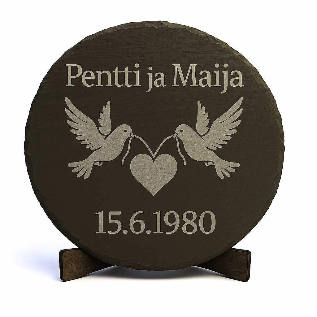 Yksilöllinen liuskekivitaulu kaiverruksella - pyöreä tai neliö