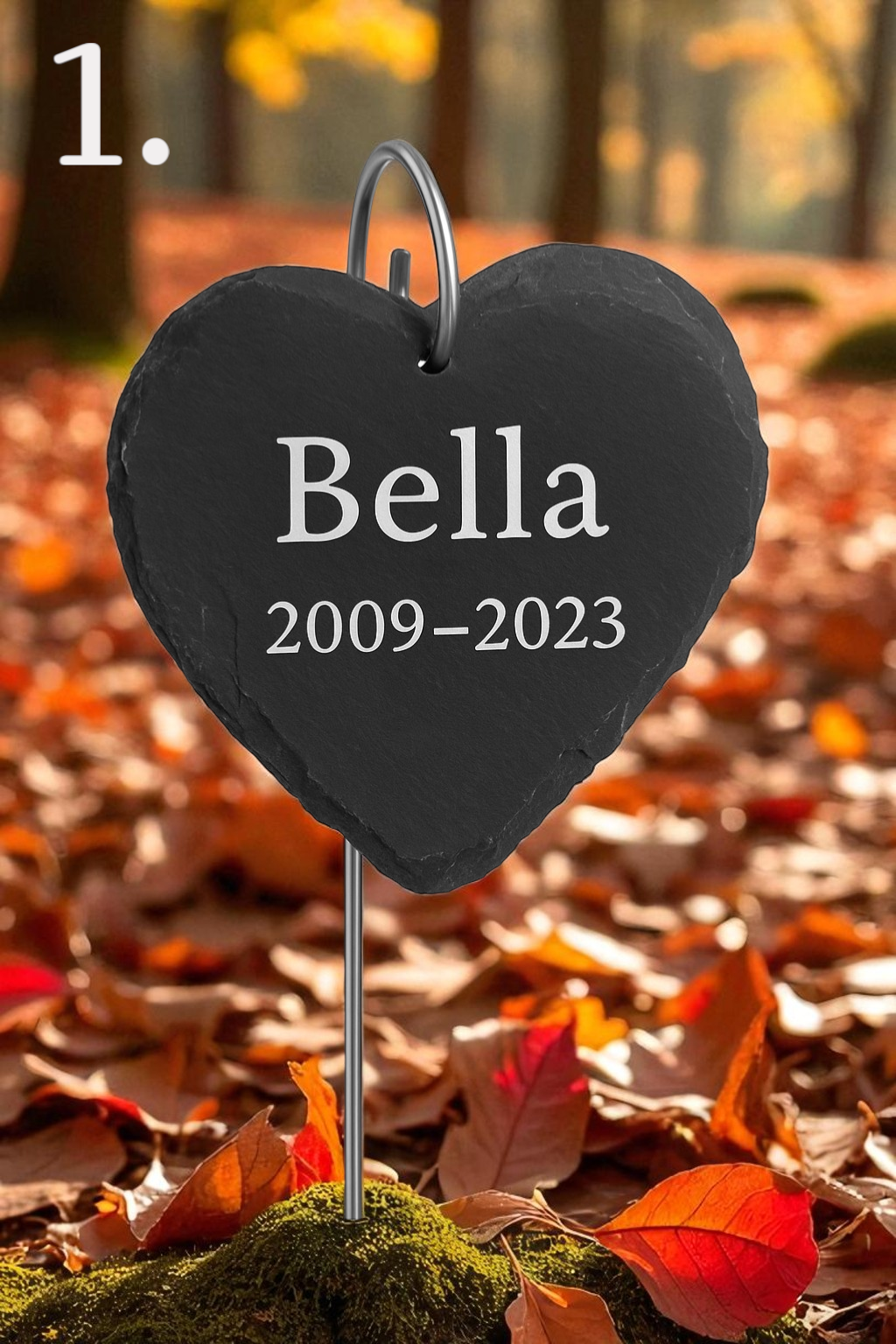 Heart shaped natural Slate Memorial Plaque for a Pet or Loved One