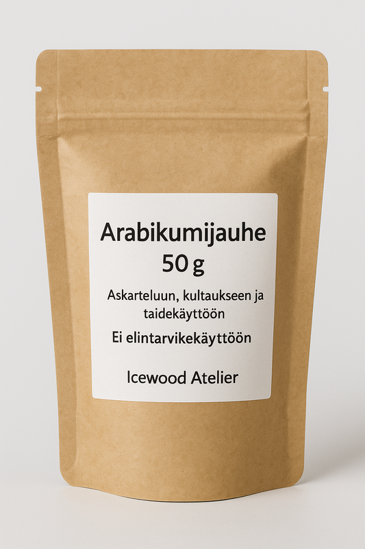 Arabikumijauhe 50 g – askarteluun, kultaukseen ja taidekäyttöön