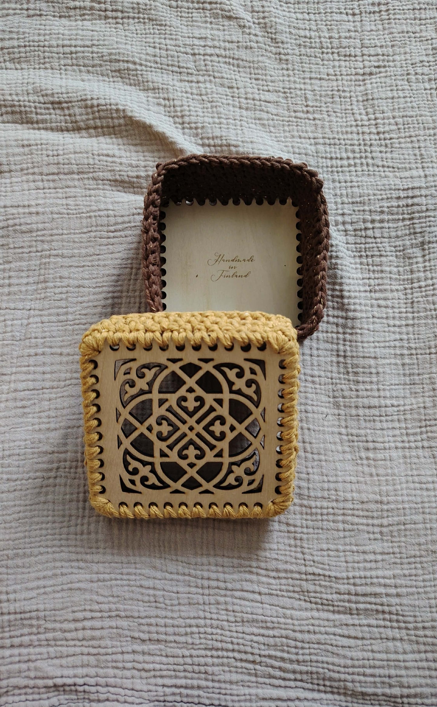 Square shaped Birch Plywood Crochet Lid