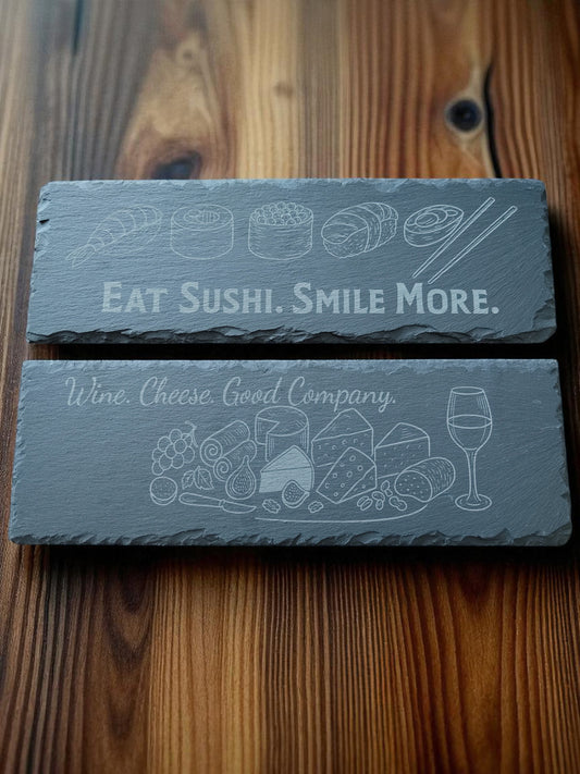 Tarjoilualusta kaiverruksella – luonnollista liuskekiveä