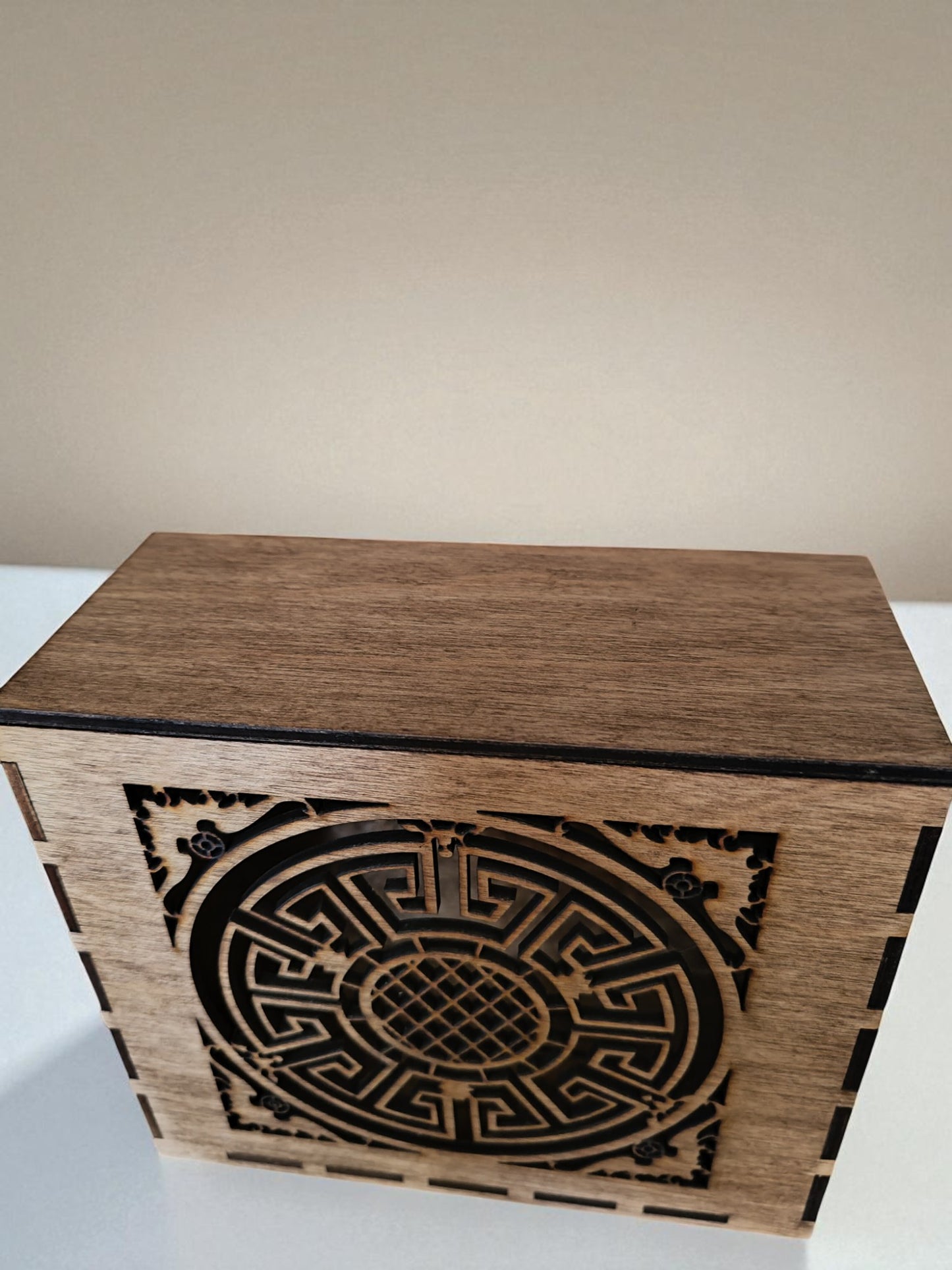 Wooden LED Ambient Light – Decorative Laser Cut Night Light with Antique Wax Finish