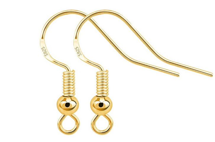 Kullanväriset sterlinghopeiset korvakorukoukut – 12 kpl