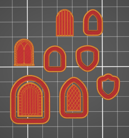 Castle Building Miniature Set - doors, windows and shields