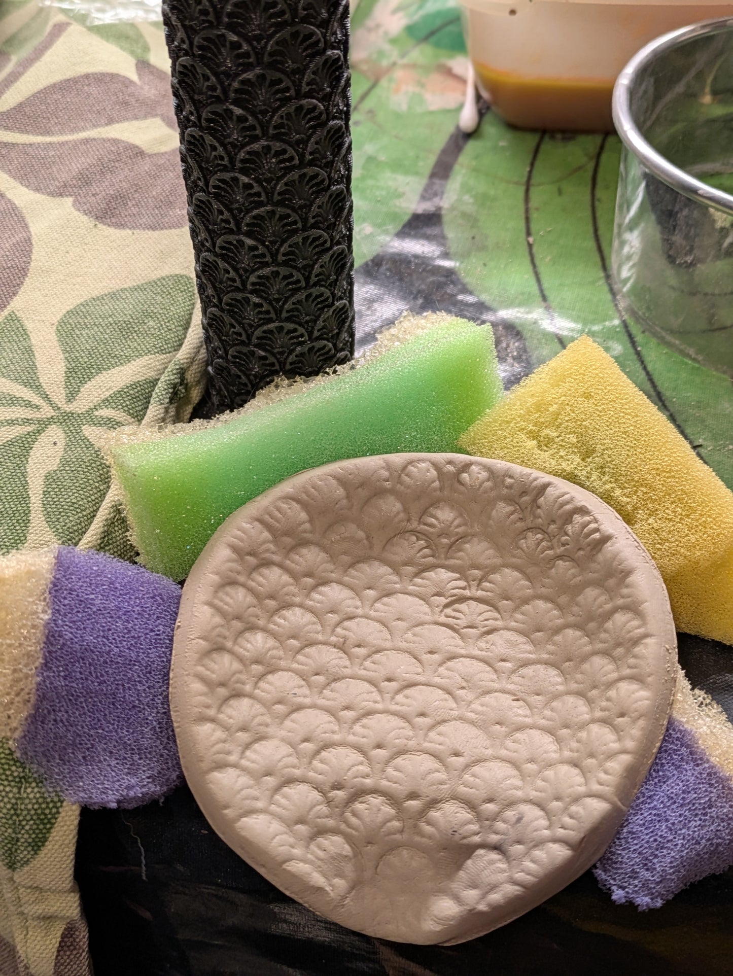 Art Deco style Decorative texture rolling pin – for unique and detailed clay surfaces