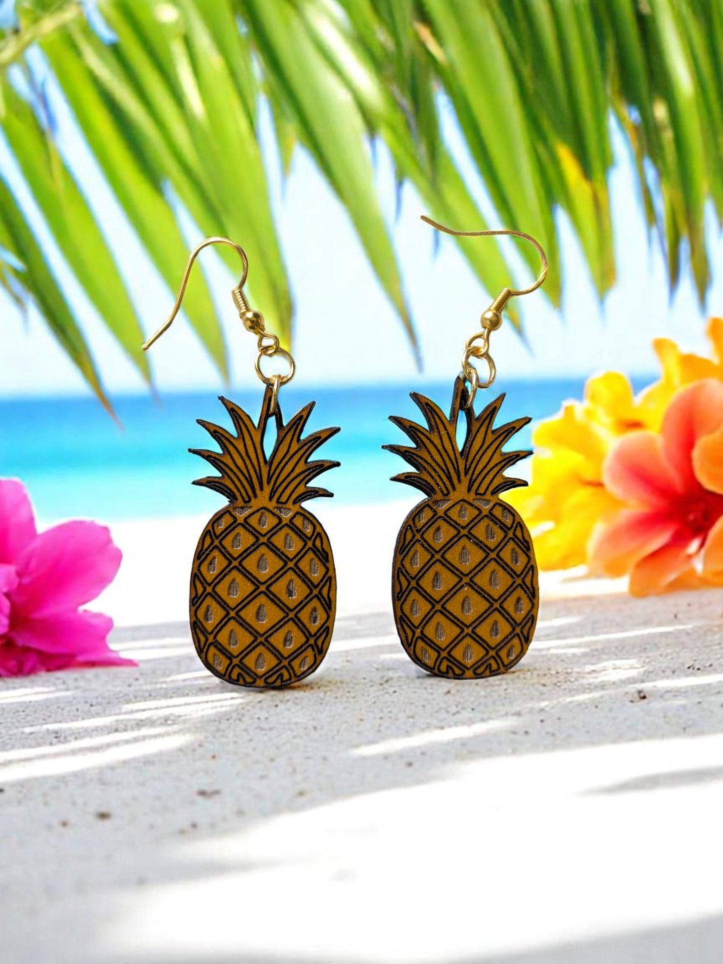 Ihanan kesäiset koivusta valmistetut Ananas korvikset