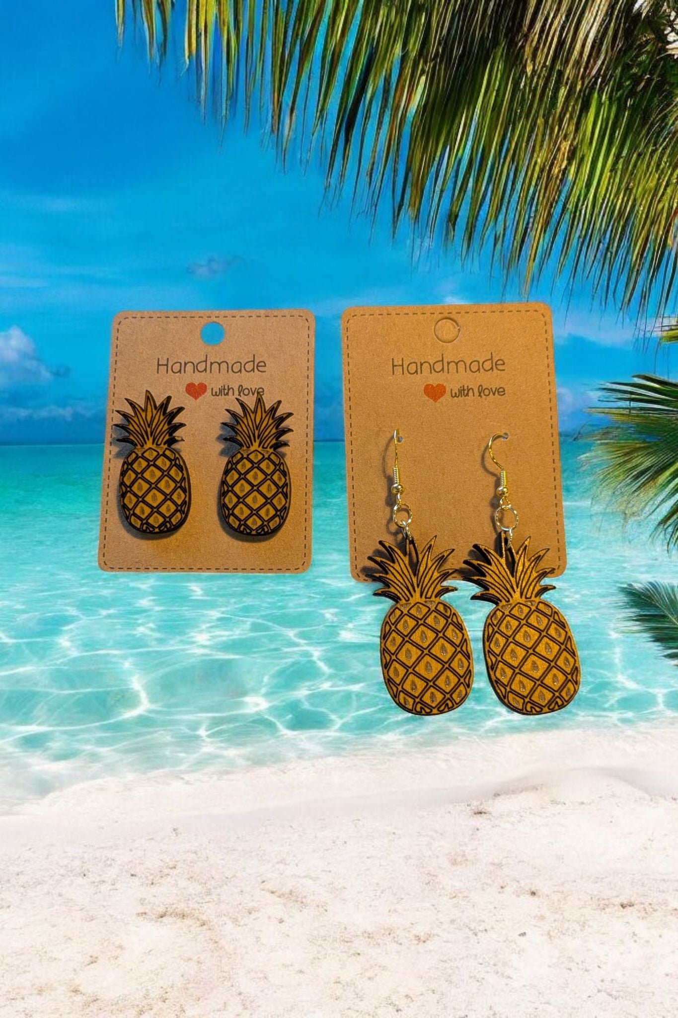 Ihanan kesäiset koivusta valmistetut Ananas korvikset