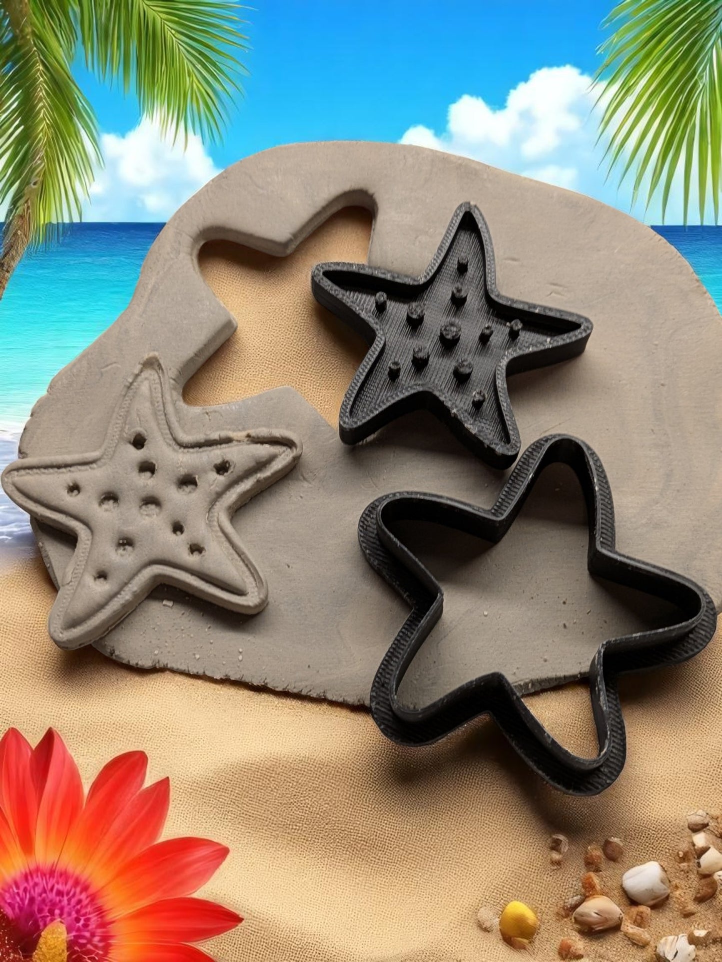 Starfish Stamp Cutter – 2-in-1 Tool for Polymer Clay & Ceramics