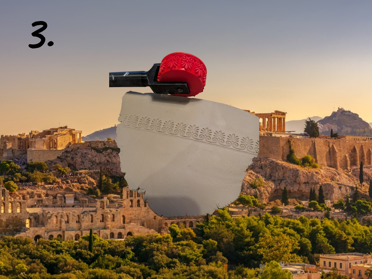 Greek Border Texture Roller for Clay – 3D Printed Pattern Wheel for Pottery Decoration | Multiple designs