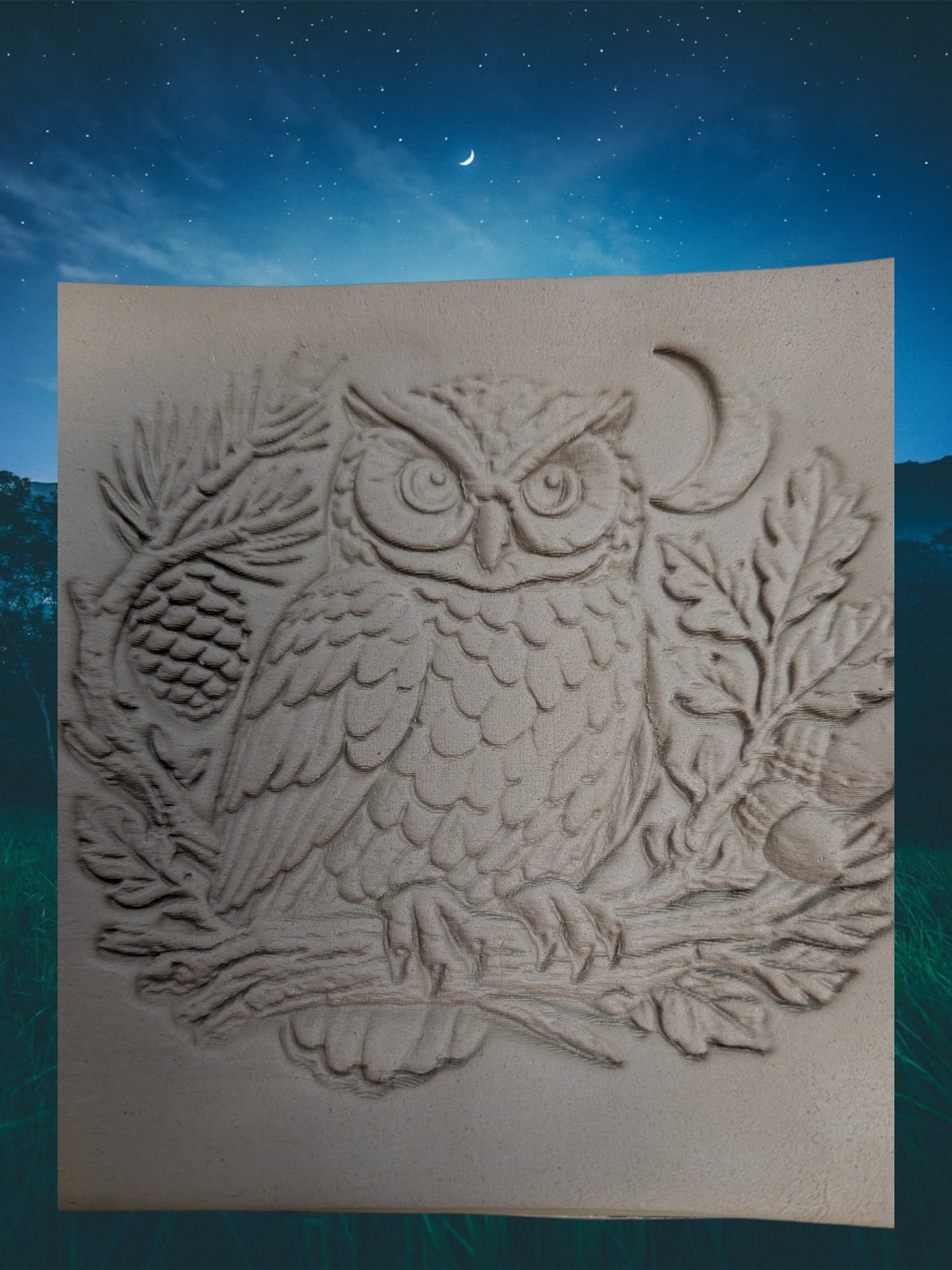 Night Owl pattern roller in three sizes 6cm 10cm 15cm