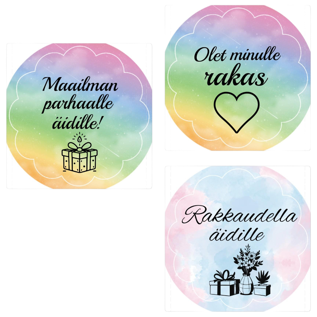 Äitienpäivän tarrat – 4 kpl setti