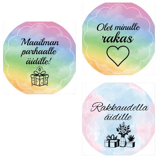 Äitienpäivän tarrat – 4 kpl setti