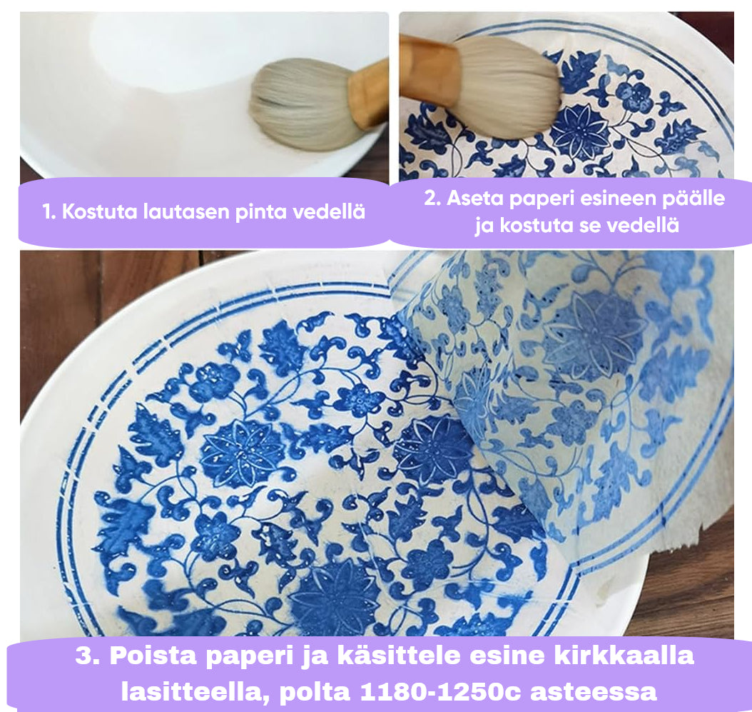 Keramiikan siirtopaperi – kukkakuvio