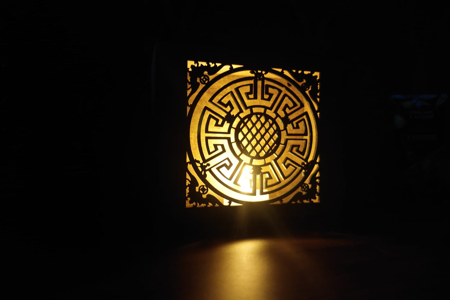 Wooden LED Ambient Light – Decorative Laser Cut Night Light with Antique Wax Finish
