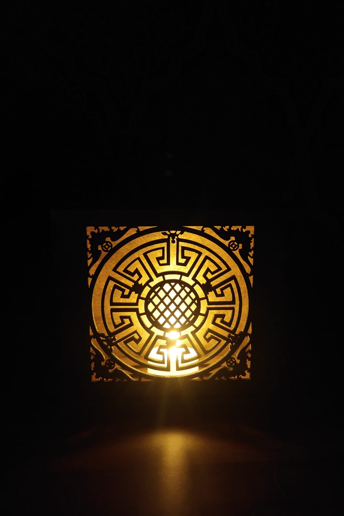 Wooden LED Ambient Light – Decorative Laser Cut Night Light with Antique Wax Finish