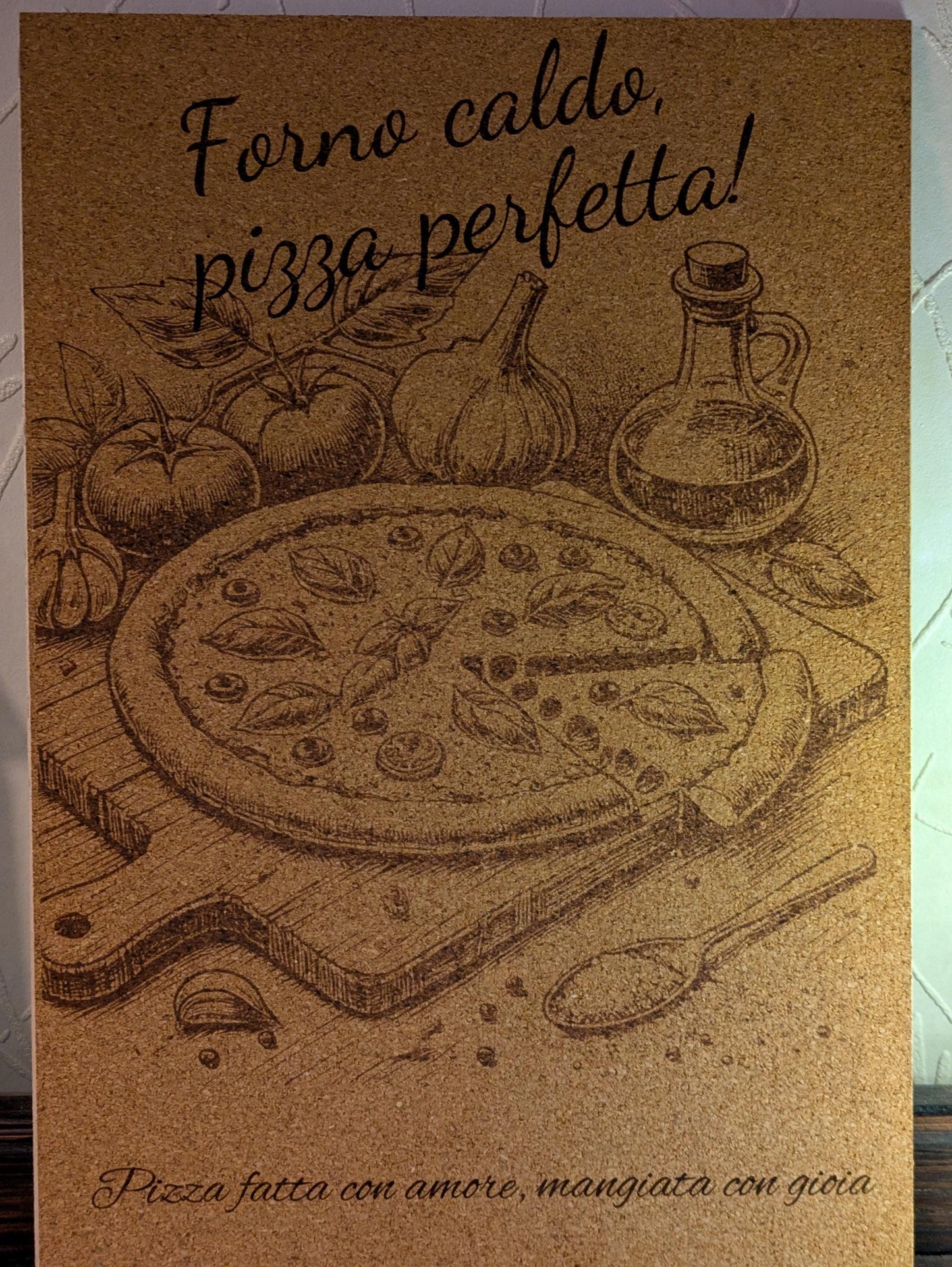 Italian Kitchen Cork Signs | Rustic Laser Engraved Cork Wall Art