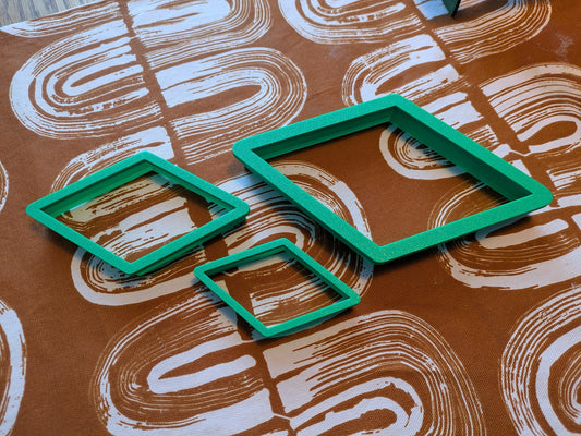 Geometrinen rombileikkurisarja – 3D-painetut savi- ja askartelutyökalut (3 kpl sarja)