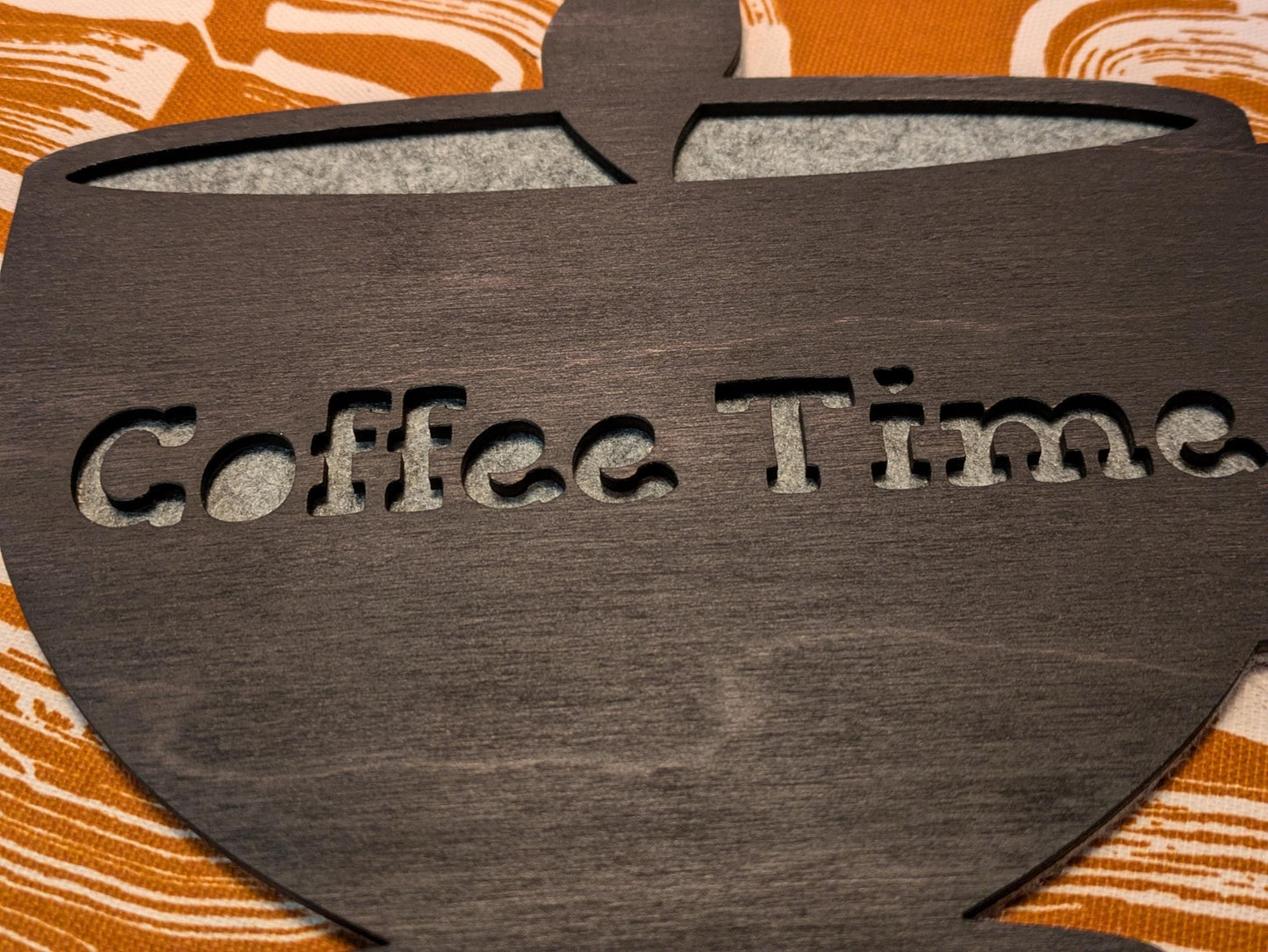Tea Time Wooden Trivet | Laserleikattu teekuppisuunnittelu | Valinnainen Coffee Time -versio