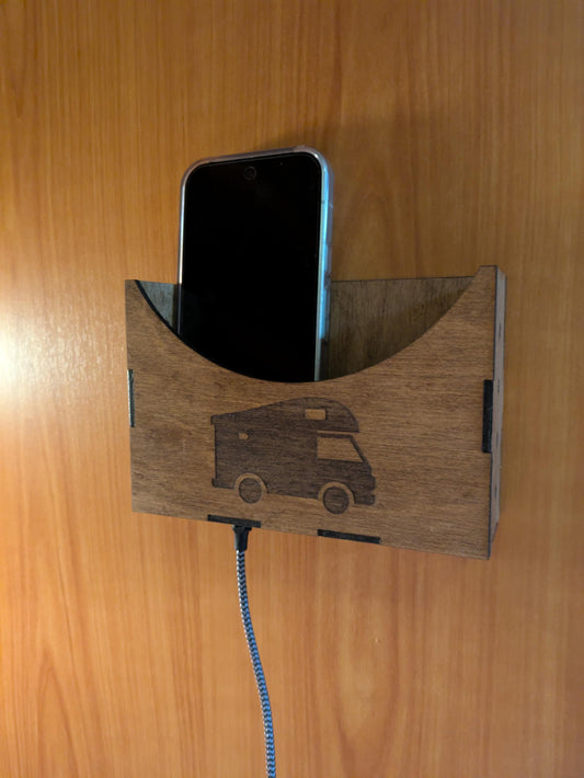 Seinälle kiinnitettävä puhelinteline – asuntovaunun ja auton järjestäjä | Kosteuden kestävä viimeistely, mukautettu kaiverrusvaihtoehto