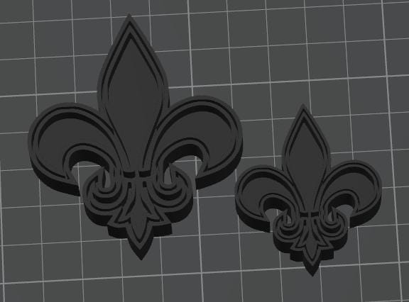 Fleur-de-Lis-leima – Heraldinen savi- ja askarteluleima – 3D-tulostettu – Setti, jossa on 2 leimaa
