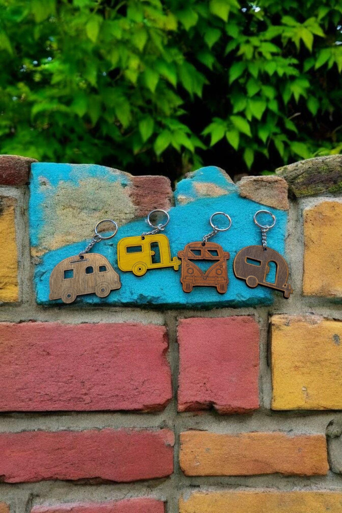 Caravan Keychains – Handmade Wooden Key Rings for Vanlife & Camping Lovers