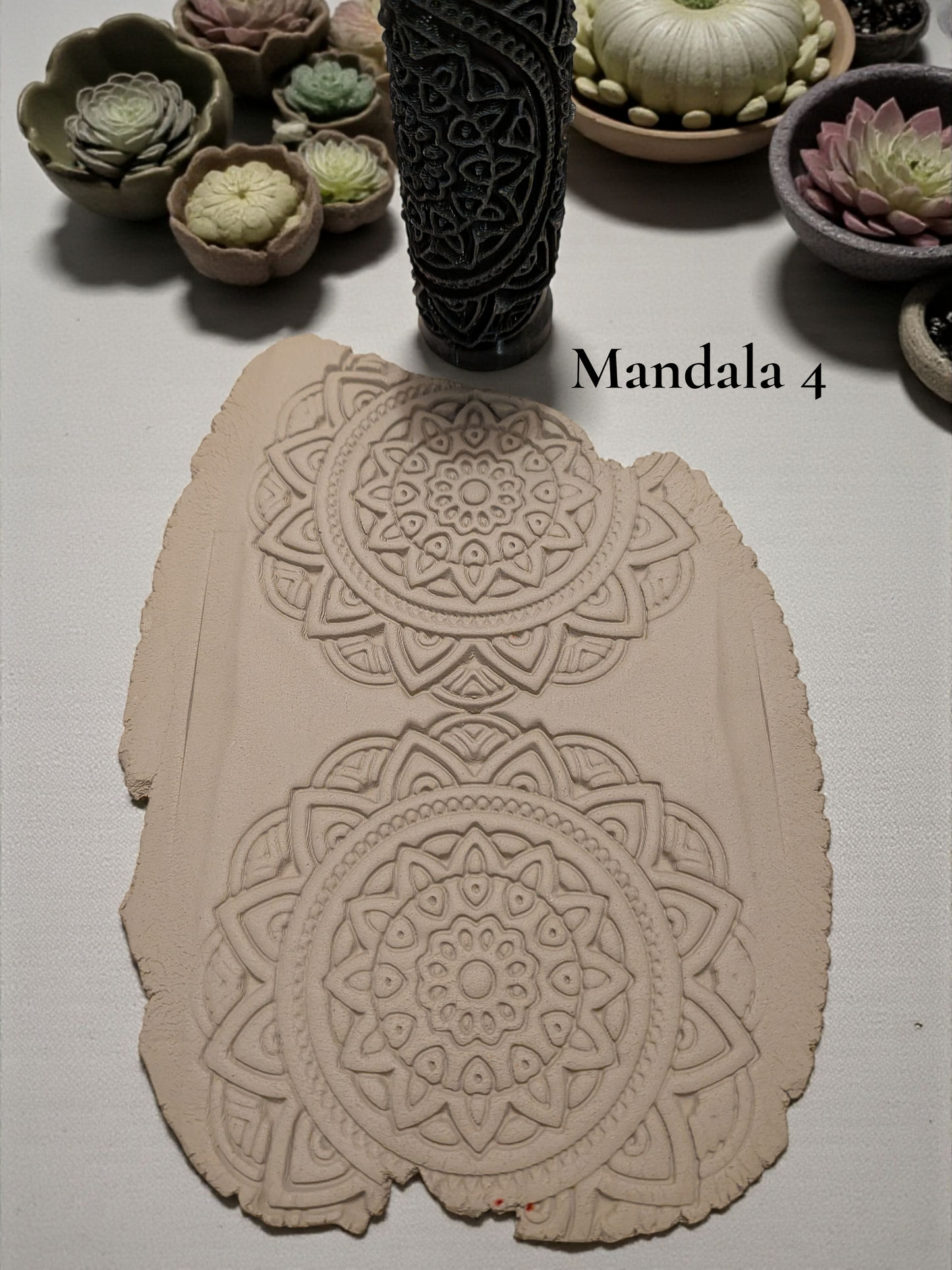 Mandala-kaulin – yksityiskohtainen kuvio savelle ja polymeerimassalle