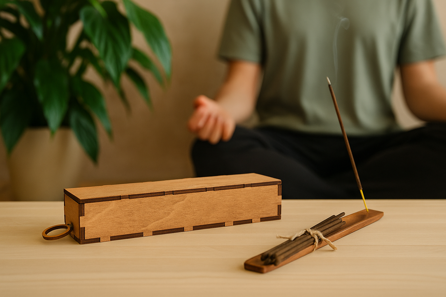 Gift Set – Handmade Birch Plywood Box & Incense Sticks