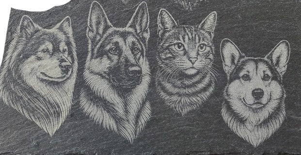 Iso muistokivi lemmikille – Kaiverrettu liuskekivi sisä- tai ulkokäyttöön