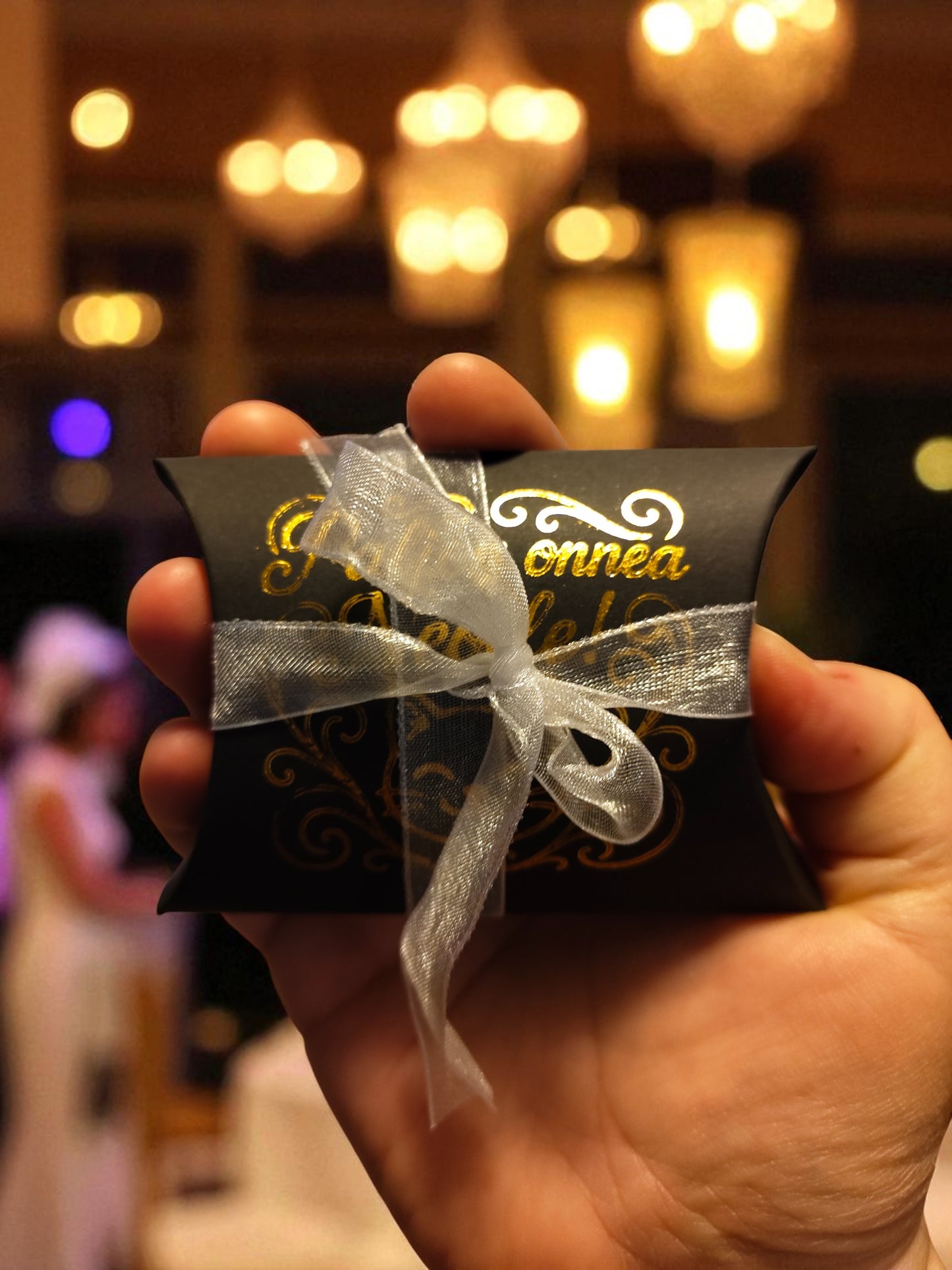 Custom gold-foiled pillow gift box