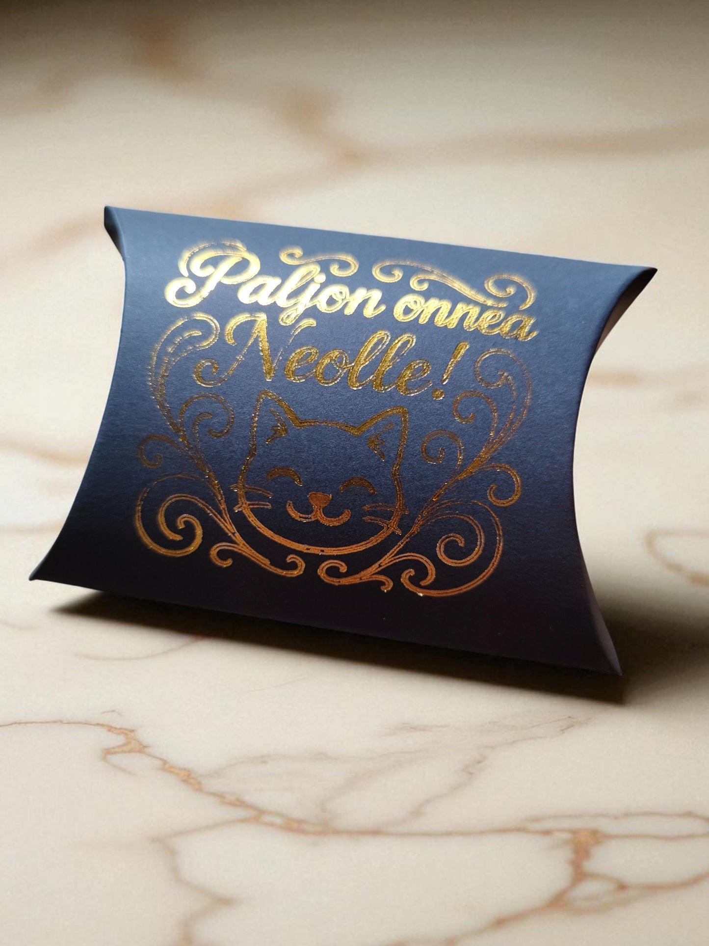 Custom gold-foiled pillow gift box