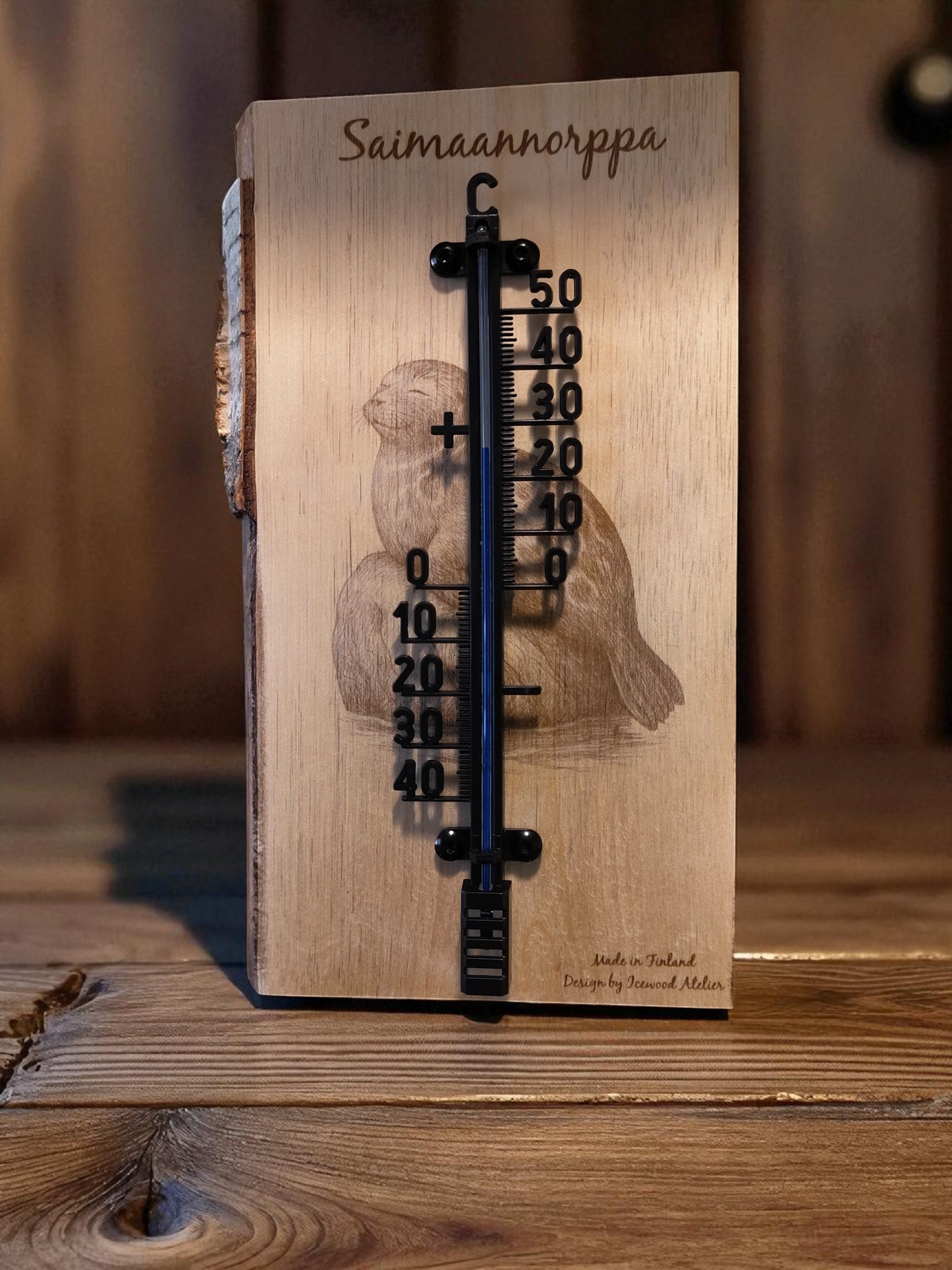 Finnish Birch Thermometer – Saimaa Ringed Seal Wall Decor