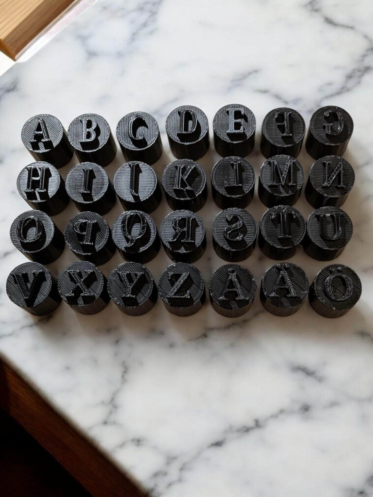 Scandinavian Alphabet Stamp Set | 3D Printed Letter Stamps for Clay & Crafts