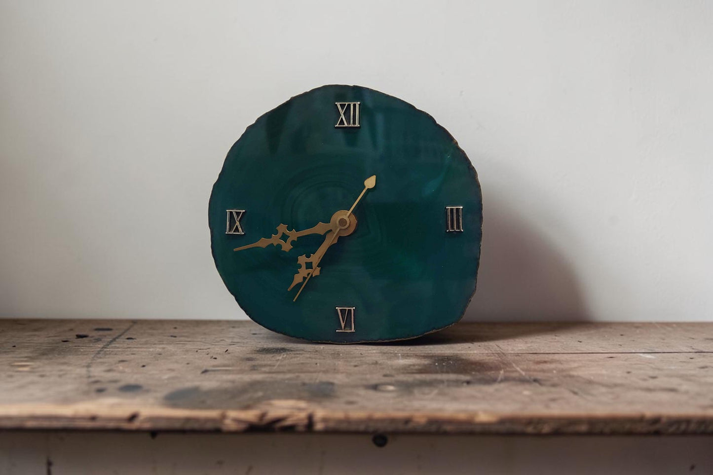 Dark Green Agate Clock