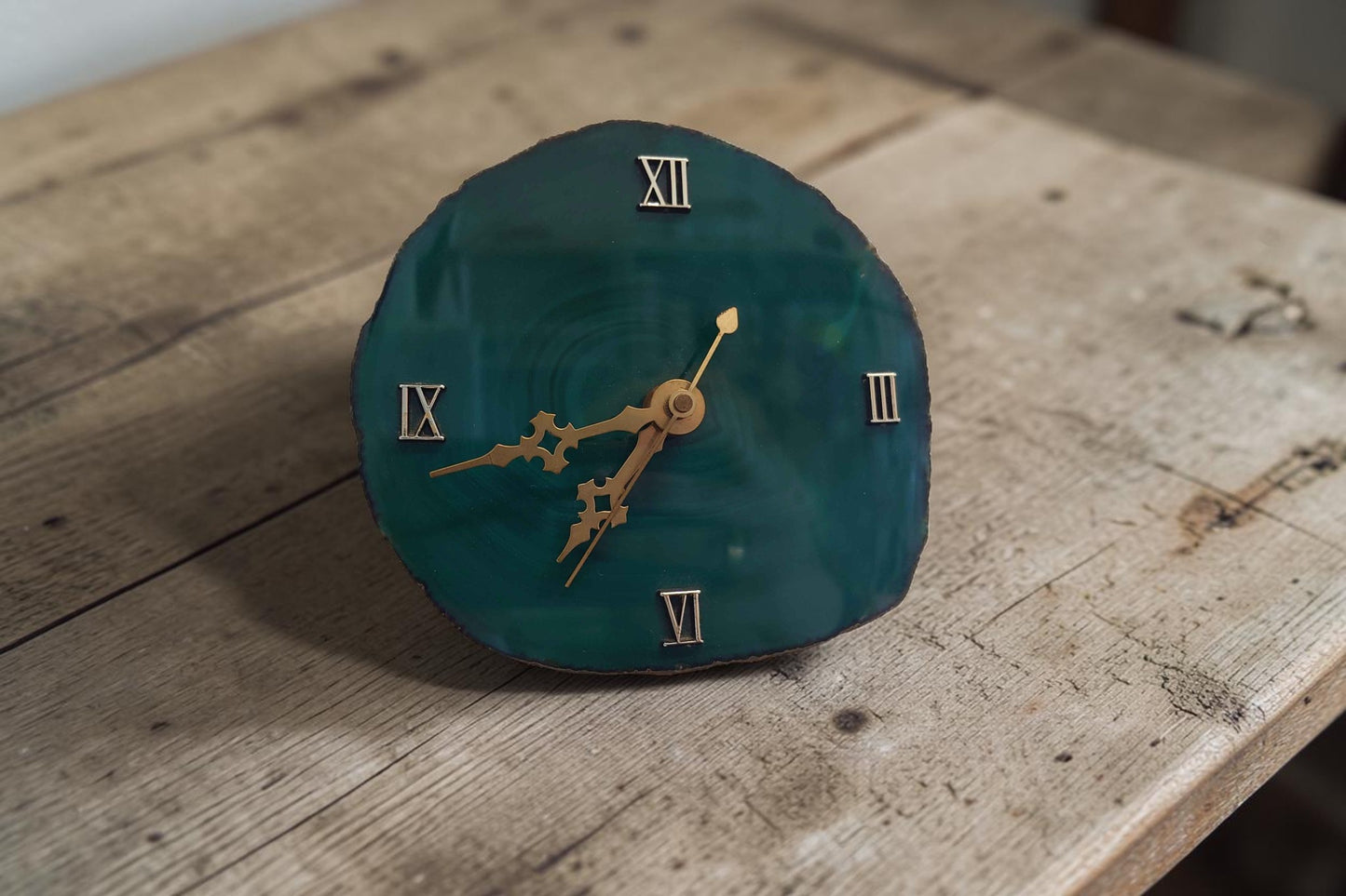 Dark Green Agate Clock