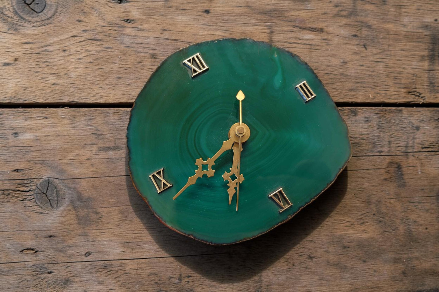 Dark Green Agate Clock