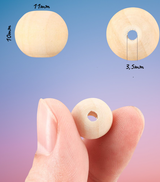 Wooden Beads – 40 pcs | Natural Wooden Balls, 12 mm Round Wooden Beads  for DIY Crafts