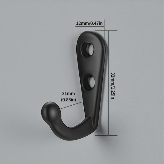 Musta metallinen seinäkoukku – 3 kpl setti kevyille tavaroille