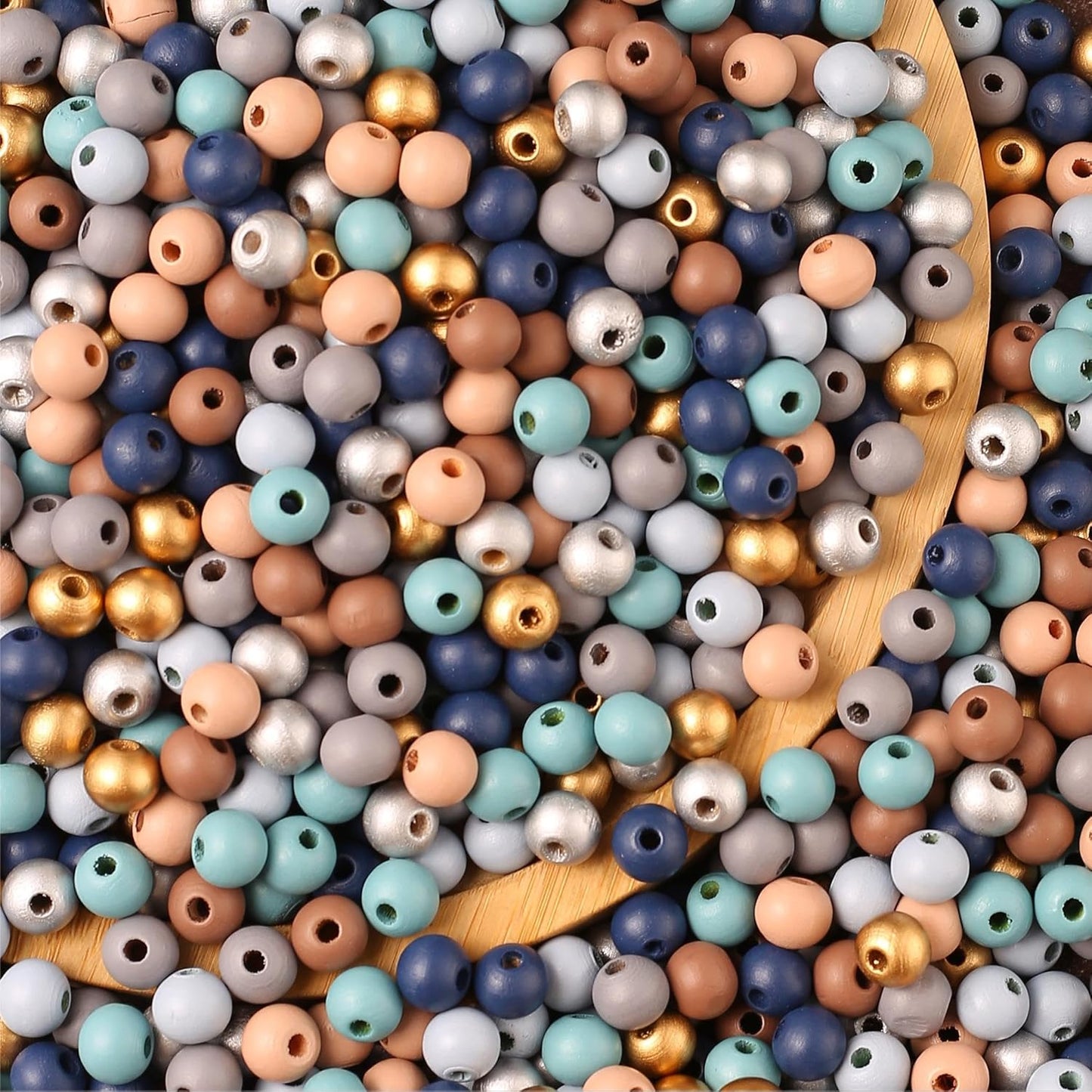 Colorful Wooden Beads – 40 pcs | Beads for DIY Crafts (10 mm)