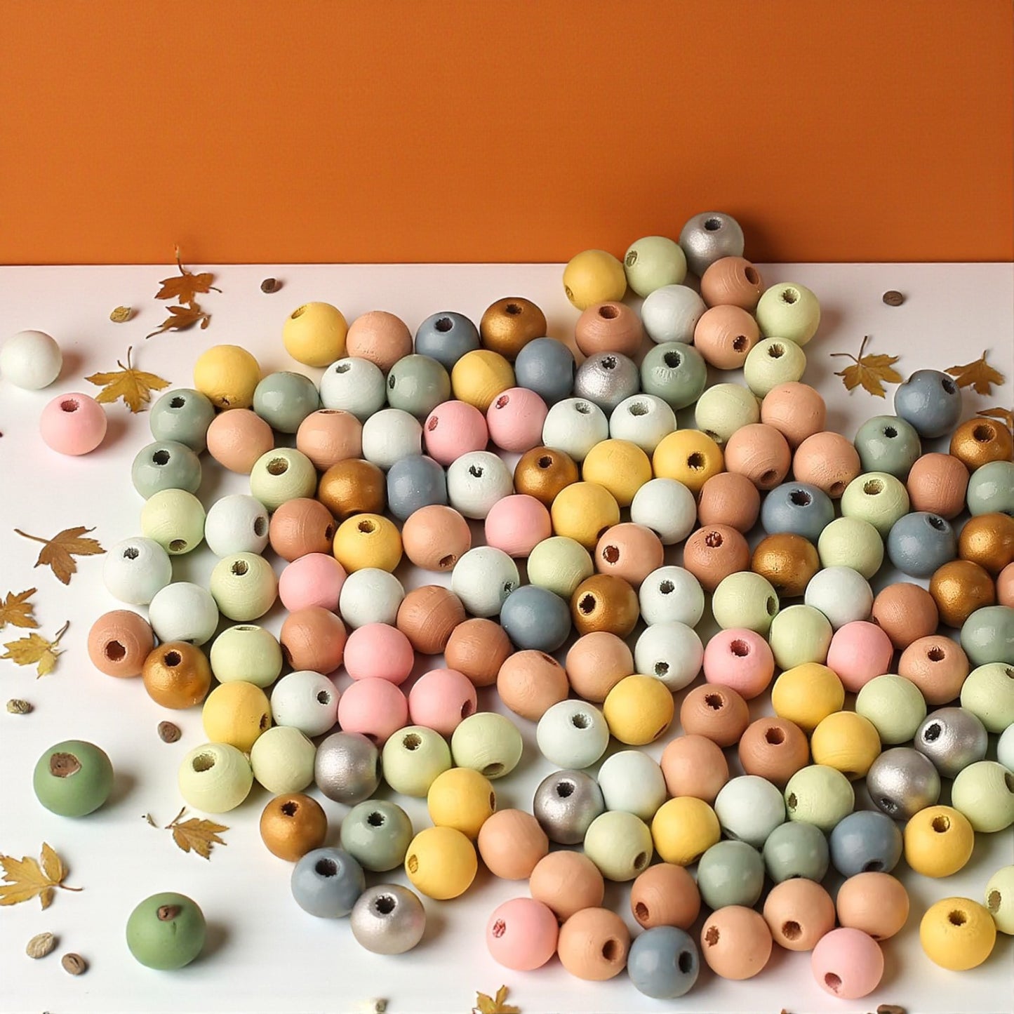 40 Colourful Wooden Beads for Threading 10 mm Wooden Bead Coloured Craft Beads for DIY Jewellery Making (Colourful 10 mm-B)