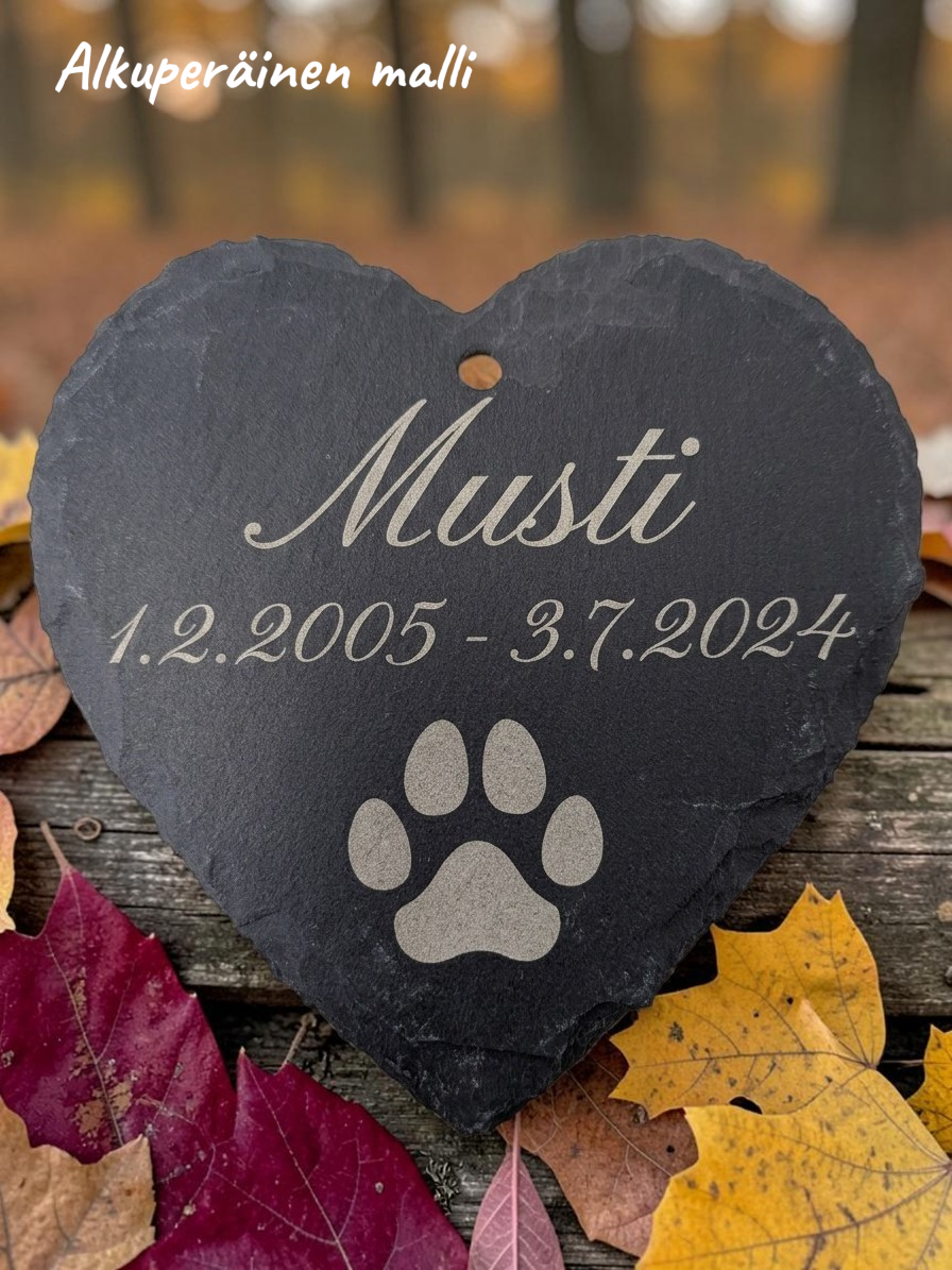 Original design concept mockup of the heart-shaped slate memorial plaque
