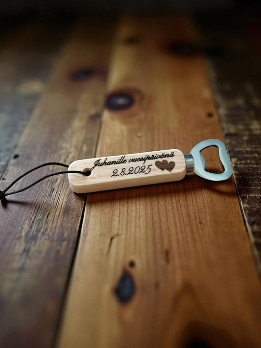 Personalized Wooden Bottle Opener – Engravable Handle | 14 cm