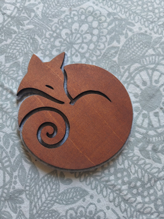 Autumn fox coaster – birch plywood