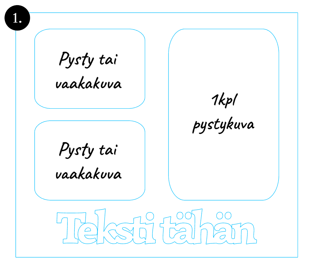 Persoonallinen puukehys omalla tekstillä ja valokuvilla