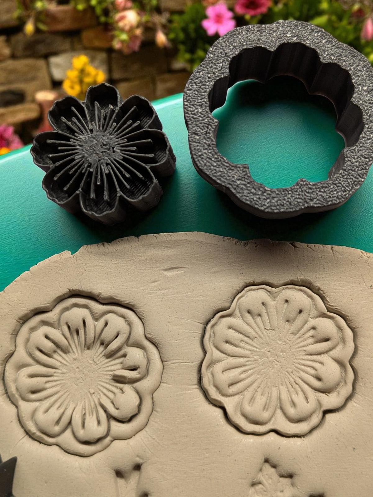 Cosmos flower clay cutter and stamp set